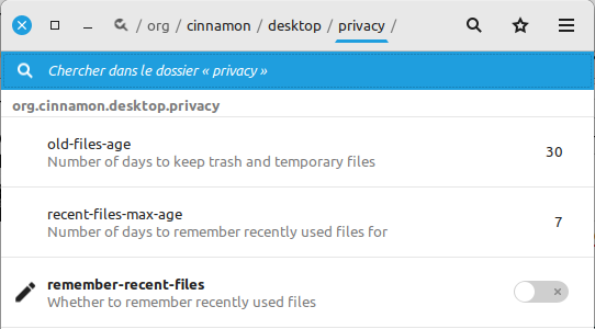 Recent files Cinnamon